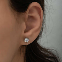 Boucle d'oreille femme en argent et zircon blanc de 6 mm