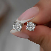 Silver 7 mm White Zircon Single Stone Women's Earring