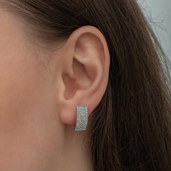 Silver 7 Row White Stone J Women's Earrings