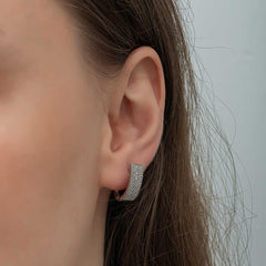 Silver 7 Row White Stone J Women's Earrings