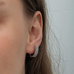 Silver 7 Row White Stone J Women's Earrings