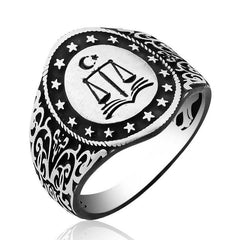 Silver Scales of Justice Men's Ring