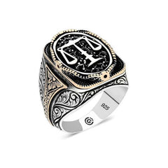 Silver Scales of Justice Oval Men's Ring