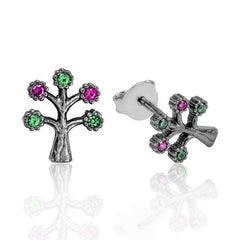 Boucles d'oreilles à tige en argent Arbre de vie