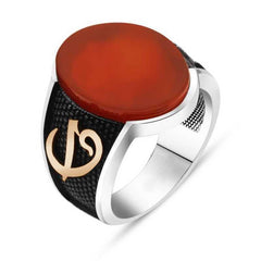 Bague pour homme Elif Vav en pierre d'agate argentée