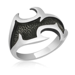 Silver Tattoo Patterned Men's Ring