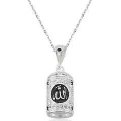 Collier en argent avec prière Cevşen écrite par Allah pour femme