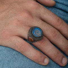 Bague pour homme en argent avec inscription « Il n'y a de victoire qu'Allah »