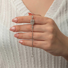 Silver Hexagon Baguette Stone Women's Bracelet