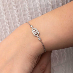 Silver Hexagon Baguette Stone Women's Bracelet