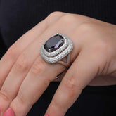 Silver Amethyst Stone Women's Ring