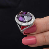 Silver Amethyst Stone Women's Ring