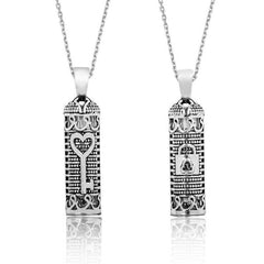 Silver Key Cevsen Prayer Cylinder Necklace