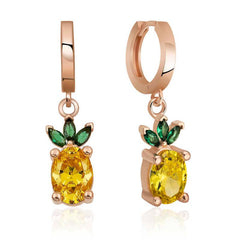 Silver Pineapple Figure Fruit Earrings