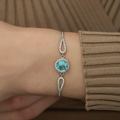 Silver Aquamarine Women's Bracelet