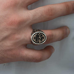 Bague pour homme en argent avec inscription « Hasbiyallah » en arabe