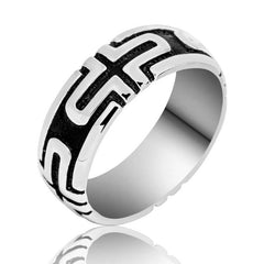 Silver Plus Patterned Men's Ring