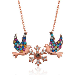 Silver Love Birds Necklace for Women