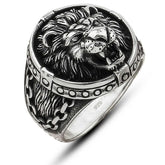 Silver Lion Figured Men's Ring