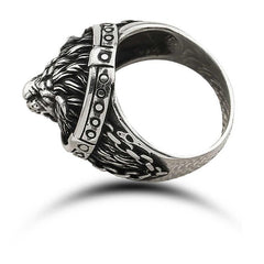 Silver Lion Figured Men's Ring