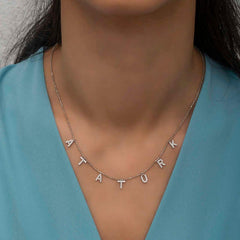 Silver Ataturk Written Women's Necklace