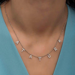 Silver Ataturk Written Women's Necklace