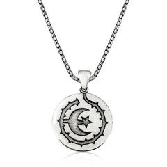 Silver Crescent Star Men's Necklace