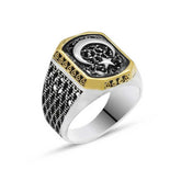 Silver Turkish Flag Crescent Star Men's Ring