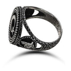 Silver Crescent Star Men's Ring