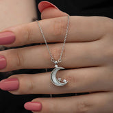 Silver Crescent Star Women's Necklace