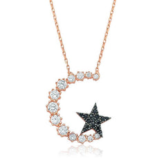Silver Crescent Star Women's Necklace