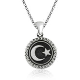 Silver Crescent Star Necklace