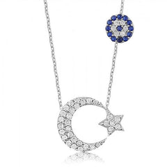 Silver Crescent Star Women's Necklace