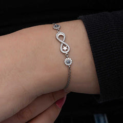 Bracelet femme argent lune étoile mauvais œil infini