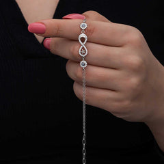Bracelet femme argent lune étoile mauvais œil infini