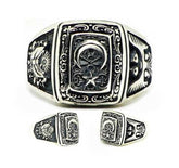 Bague pour homme en argent avec motif d'aigle et d'armoiries ottomanes en forme de croissant d'étoile