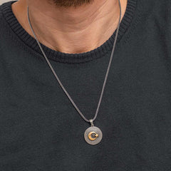 Silver Crescent Star Men's Necklace