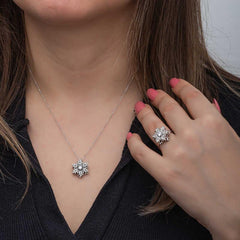 Silver Adjustable Snowflake Spinning Stress Women Set