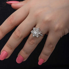 Silver Adjustable Snowflake Spinning Stress Women's Ring