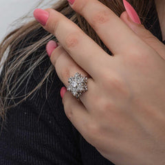 Silver Adjustable Snowflake Spinning Stress Women's Ring