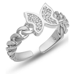 Bague papillon réglable en argent pour femme