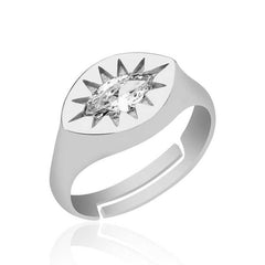 Silver Adjustable North Star Knight Ring