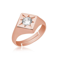 Silver Adjustable Rose North Star Knight Ring