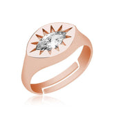Silver Adjustable Rose North Star Knight Ring