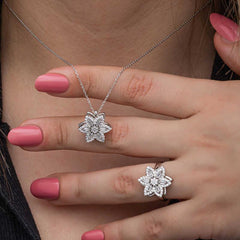 Silver Adjustable Star Baguette Stone Spinning Stress Women Set