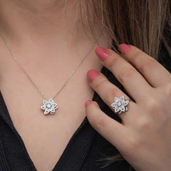 Silver Adjustable Star Baguette Stone Spinning Stress Women Set