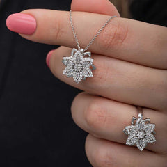 Silver Adjustable Star Baguette Stone Spinning Stress Women Set