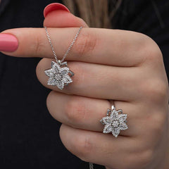 Silver Adjustable Star Baguette Stone Spinning Stress Women Set