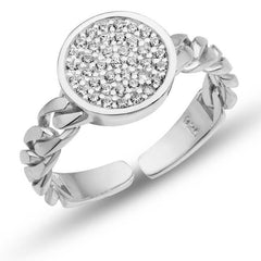 Silver Adjustable Round Zircon Stone Women's Ring