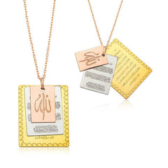 Silver Ayetel Kursi, Evil Eye Prayer and Allah Written Women's Necklace